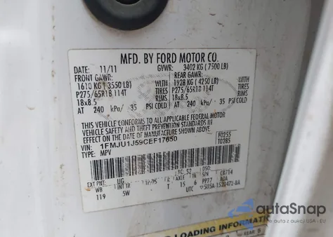 2012 Ford Expedition King Ranch from USA, damaged, VIN 1FMJU1J59CEF17650